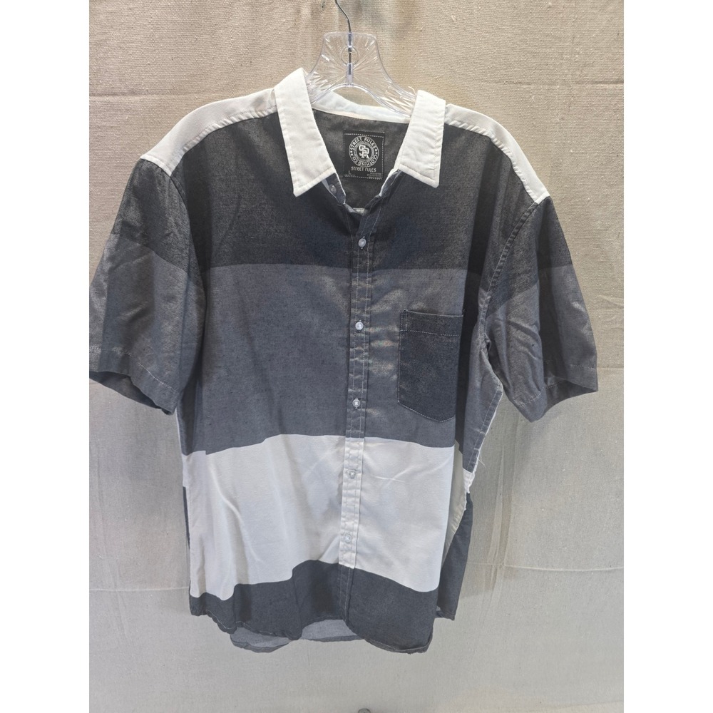 Street Rules Clothing Co Mens Large Grey White Colorblock Button Down Shirt 2475